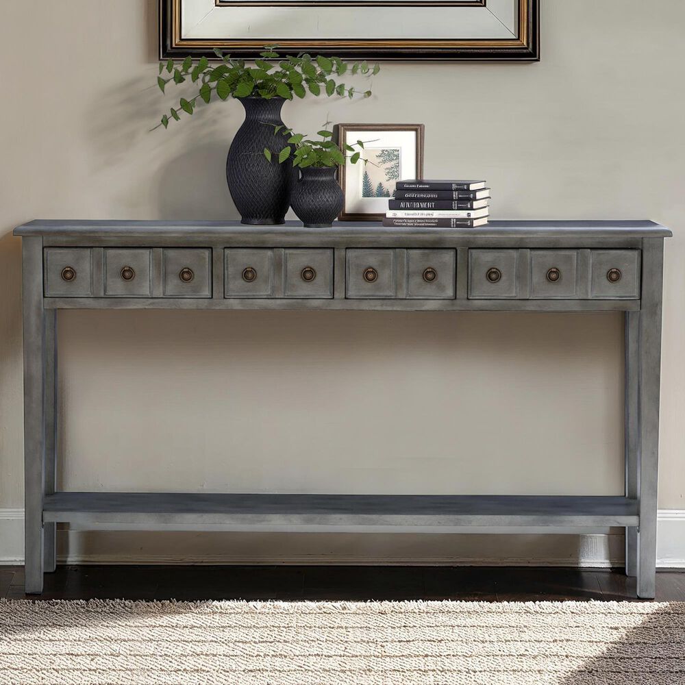 Linon Home Decor Sadie Console Table in Distressed Dark Grey, , large