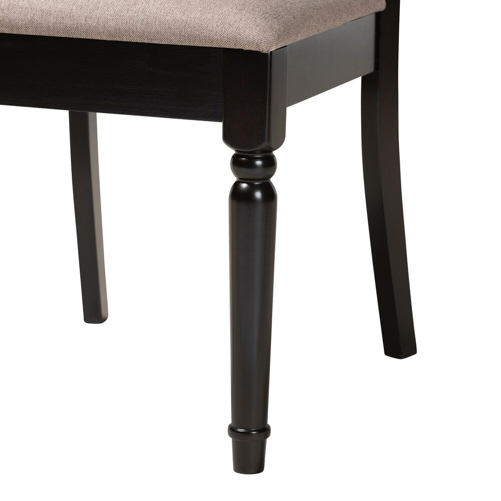 Baxton Studio Lucie Side Chair with Sand Cushion in Espresso Brown (Set of 2), , large