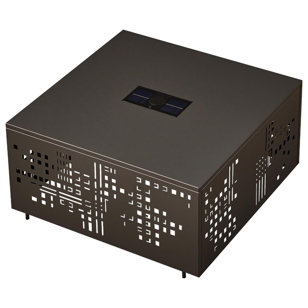 HOMLUX Patio Coffee Table with Solar Lighting in Black, , large