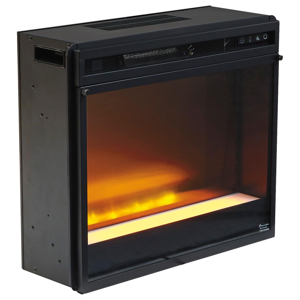 Ashley Wildenauer 76" TV Stand with Electric Fireplace in Rich Brown and Warm Satin Black, , large