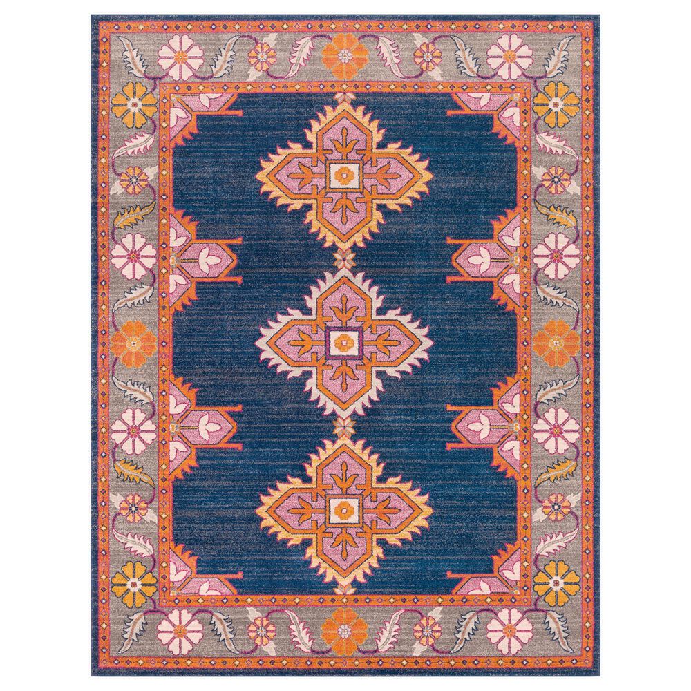 Surya Harput 8"10" x 12"6" Navy, Charcoal, Medium Gray, Burgandy, Burnt Orange, Mustard and Ivory Area Rug, , large