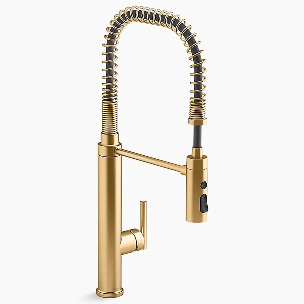 Kohler Purist Semi-Professional Pull-Out Kitchen Sink Faucet in Vibrant Brushed Moderne Brass, , large