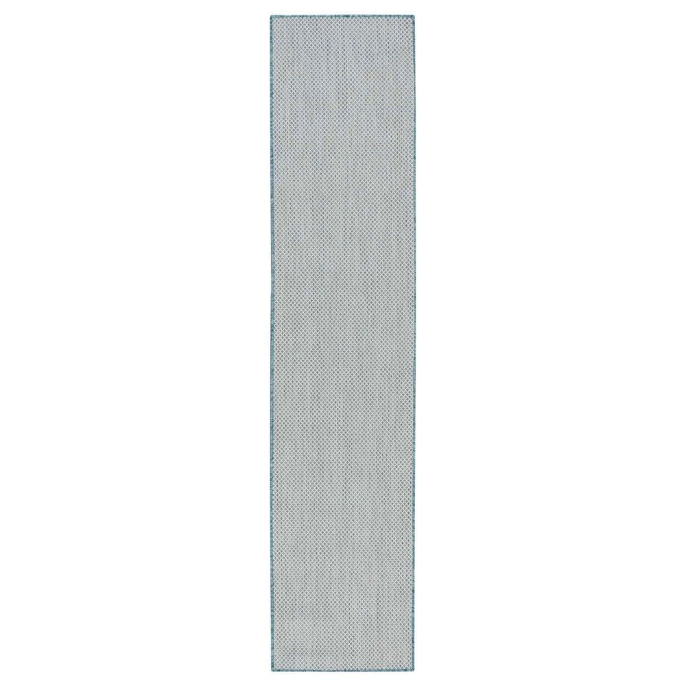 Nourison Courtyard Ivory and Aqua 2&#39;2&quot; x 10&#39; Indoor/Outdoor Runner, , large