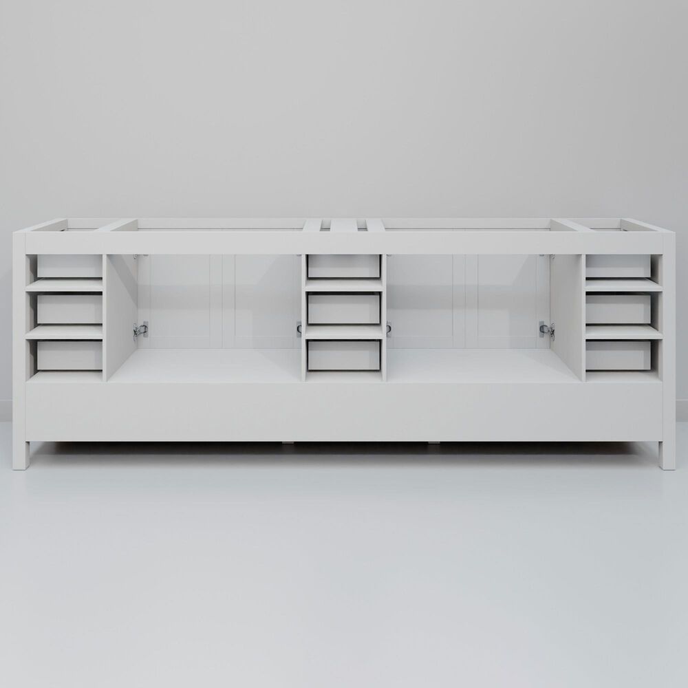Lexora Home Jacques 84&quot; Double Bathroom Vanity in White with 2 cm White Carrara Marble Top and Rectangular Sinks, , large