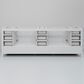 Lexora Home Jacques 84" Double Bathroom Vanity in White with 2 cm White Carrara Marble Top and Rectangular Sinks, , large