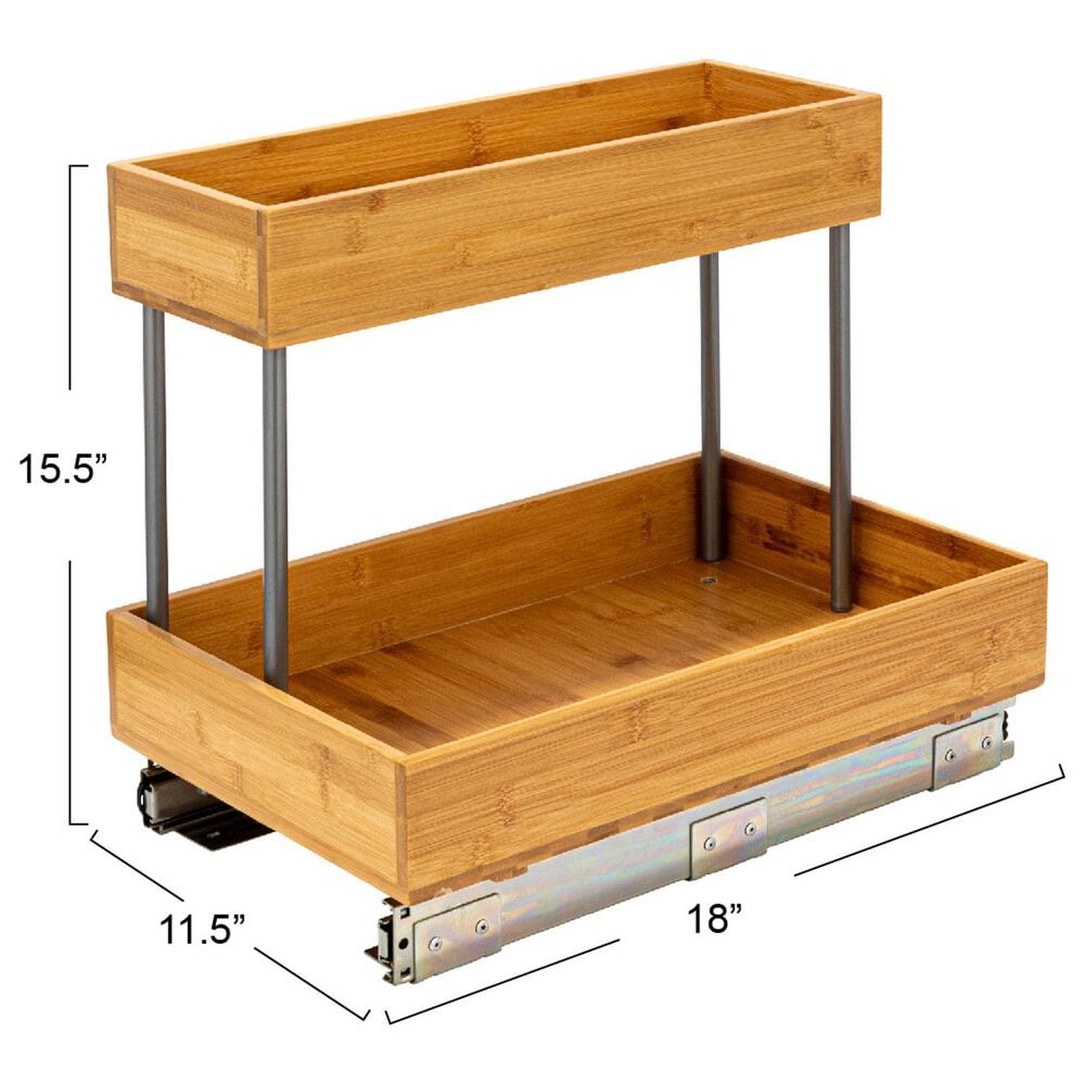 Household Essentials Glidez 2-Tier Pull-Out Storage Organizer for Under Sink or Cabinet Usein Natural and Chrome, , large