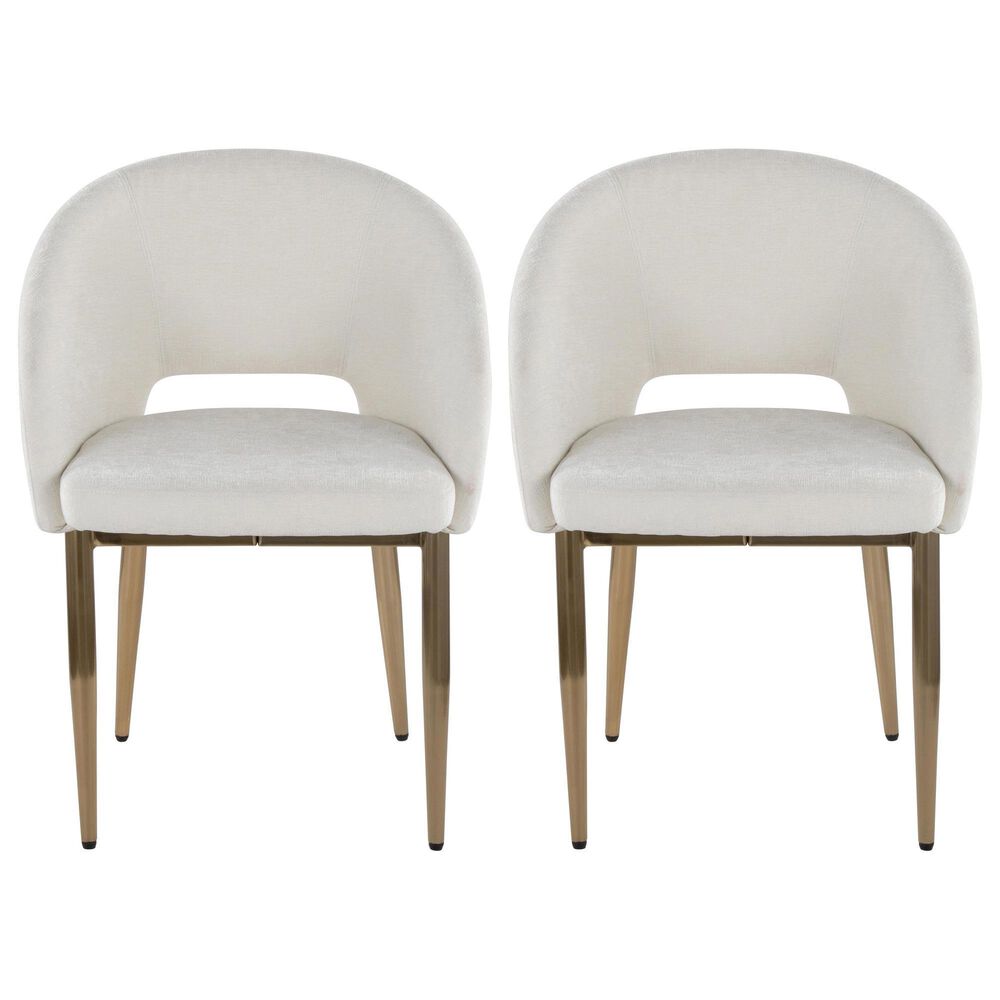 LumiSource Renee Arm Chair with Off-White Fabric Cushion in Gold (Set of 2), , large