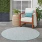 Nourison Courtyard Ivory and Aqua 4" Round Indoor/Outdoor Area Rug, , large