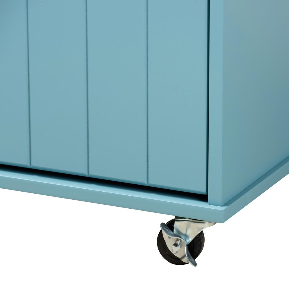 Baxton Studio Liona Kitchen Storage Cart in Sky Blue and Natural, , large