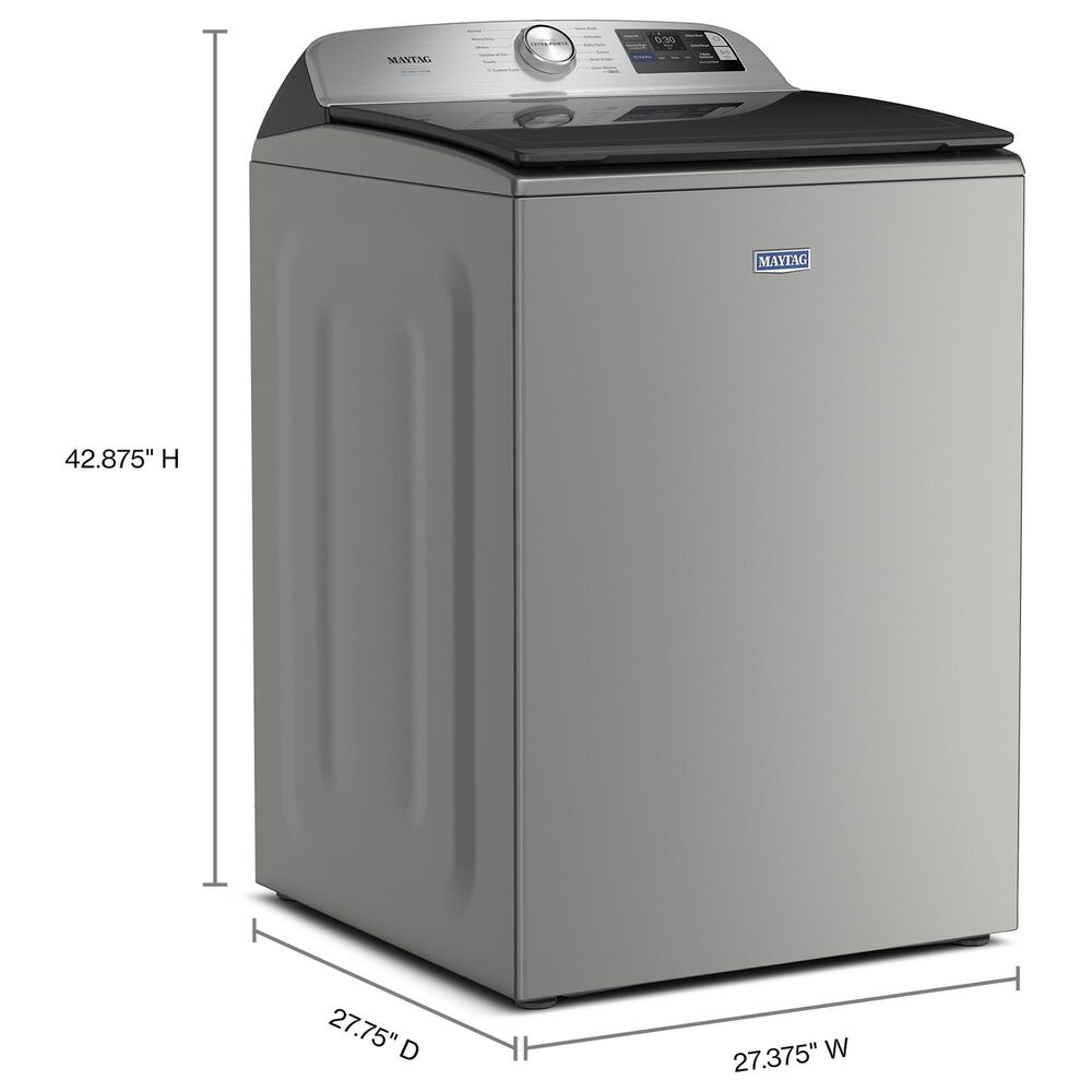 Maytag 5.3 Cu. Ft. Smart Pet Pro Top Load Impeller Washer and 7.4 Cu. Ft. Electric Smart Top Load Dryer Laundry Pair in Classic Silver, , large