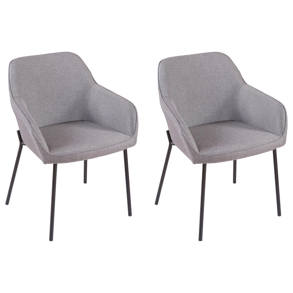 LumiSource Daniella Arm Chair with Grey Cushion in Black (Set of 2), , large