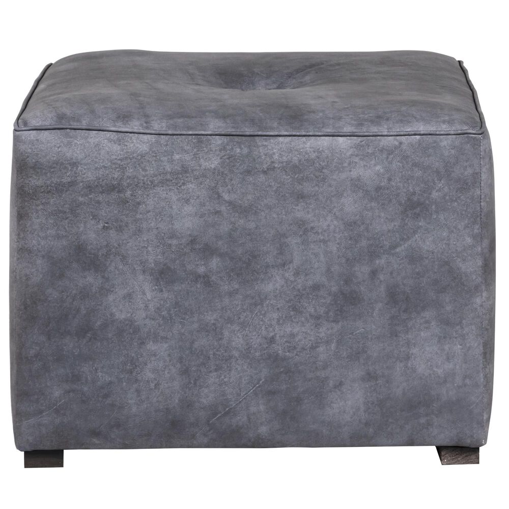 Huntington House 24" Ottoman in Blue-Gray Leather, , large