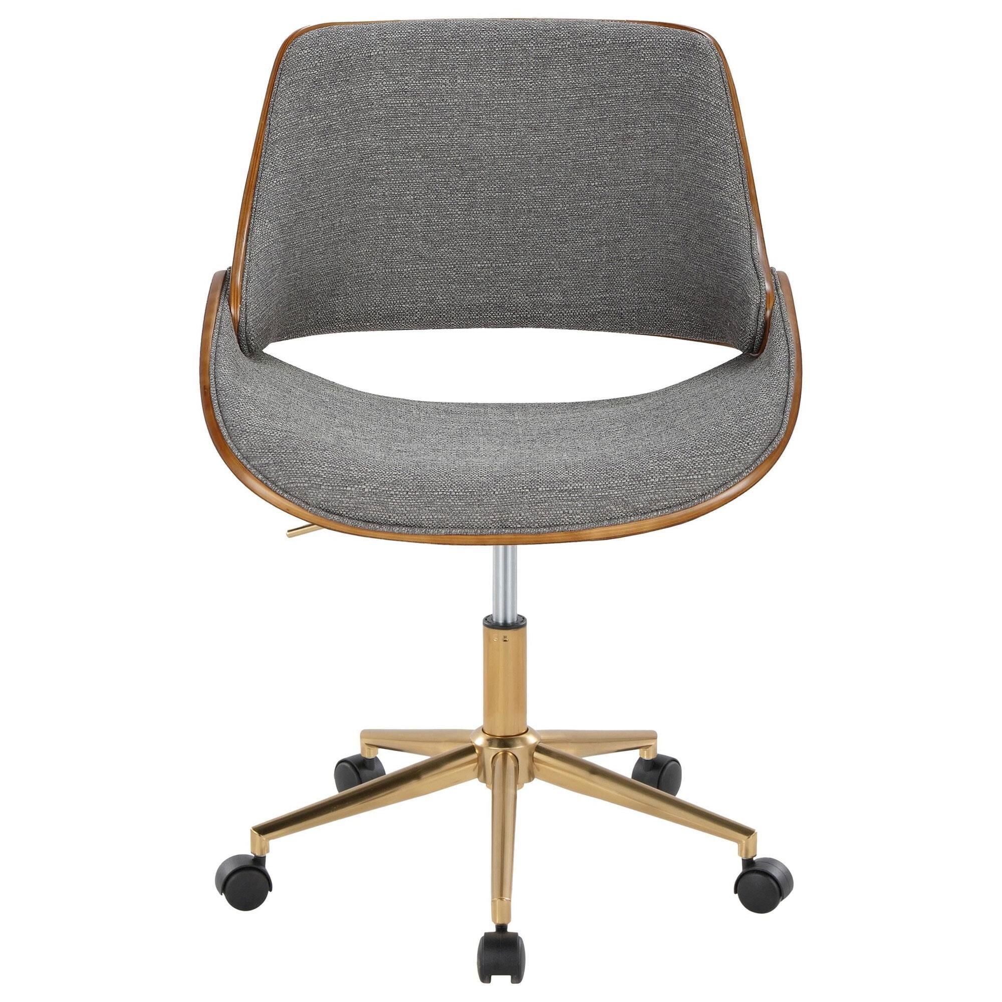 Lumisource Fabrizzi Office Chair with Grey Cushion in Walnut and Gold