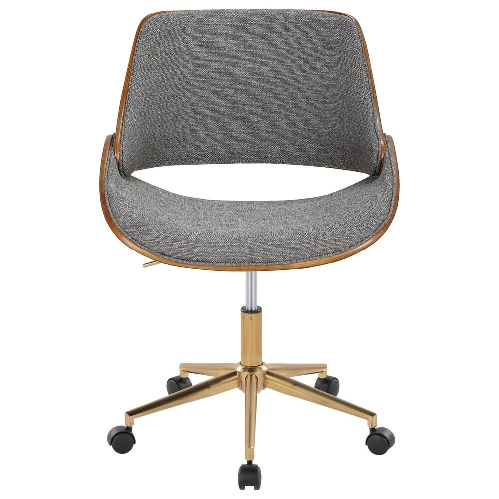 Lumisource Fabrizzi Office Chair with Grey Cushion in Walnut and Gold, , large