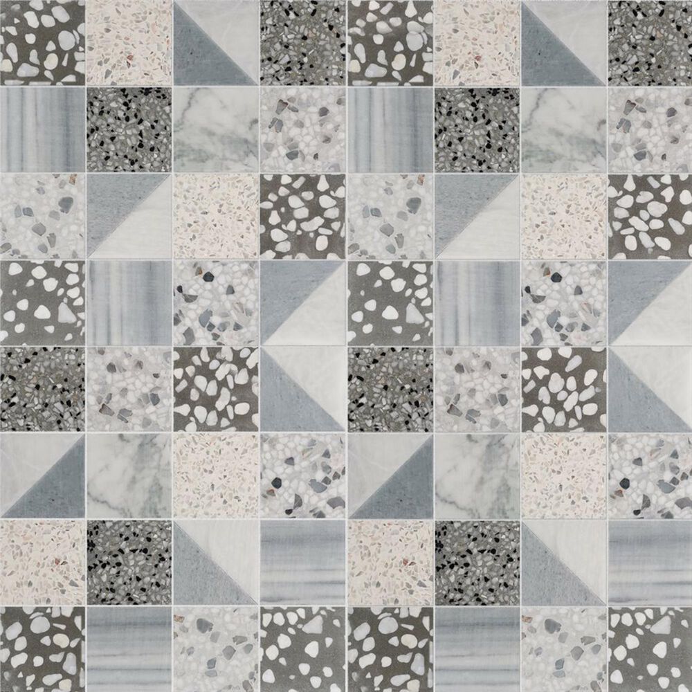 Soho Studio Elizabeth Sutton Terrazzi Dove 2.87" x 2.87" on 11.81" x 11.81" Mosaic Sheet, , large