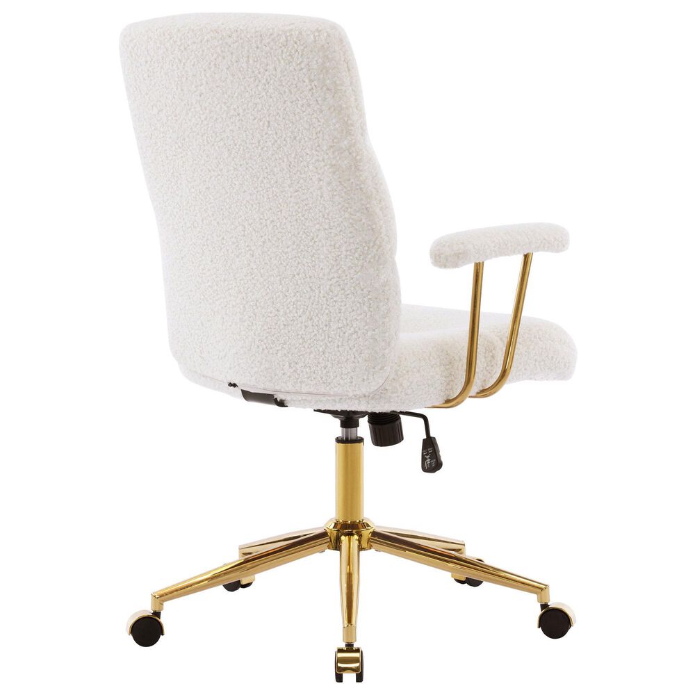 Rta Products Llc Elegant Textured Boucle Office Chair with Padded Arms in White, , large