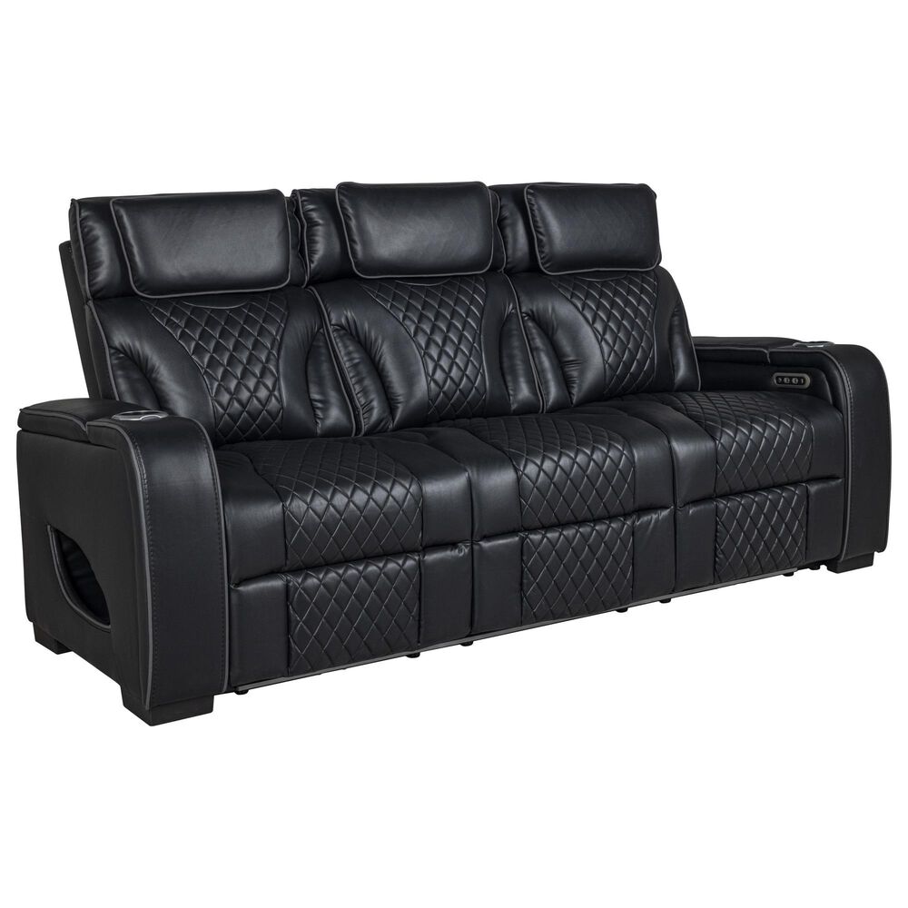 Everly Living Rock Star Power Reclining Sofa in Black, , large