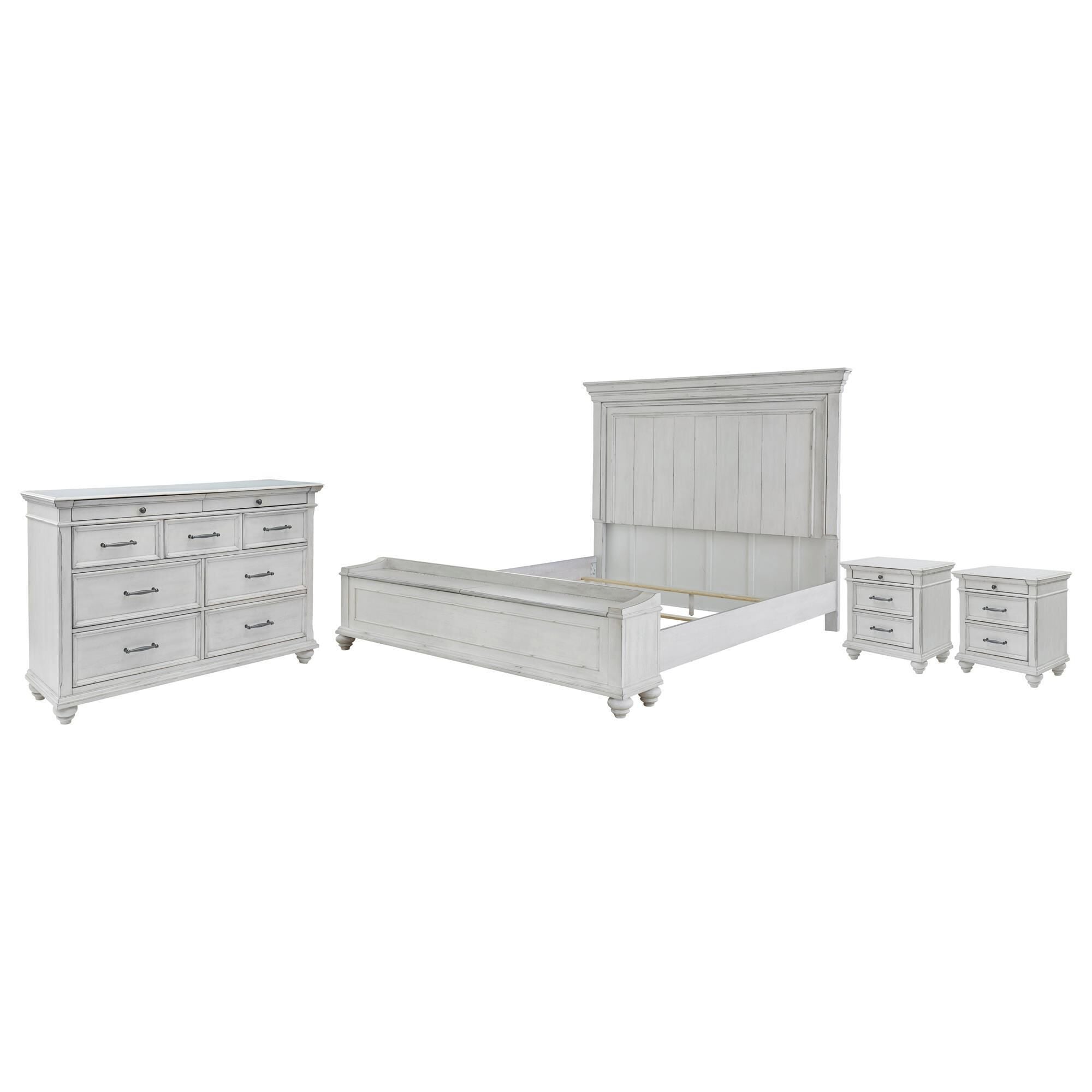 Ashley Kanwyn 4-Piece King Storage Bedroom Set in Whitewash