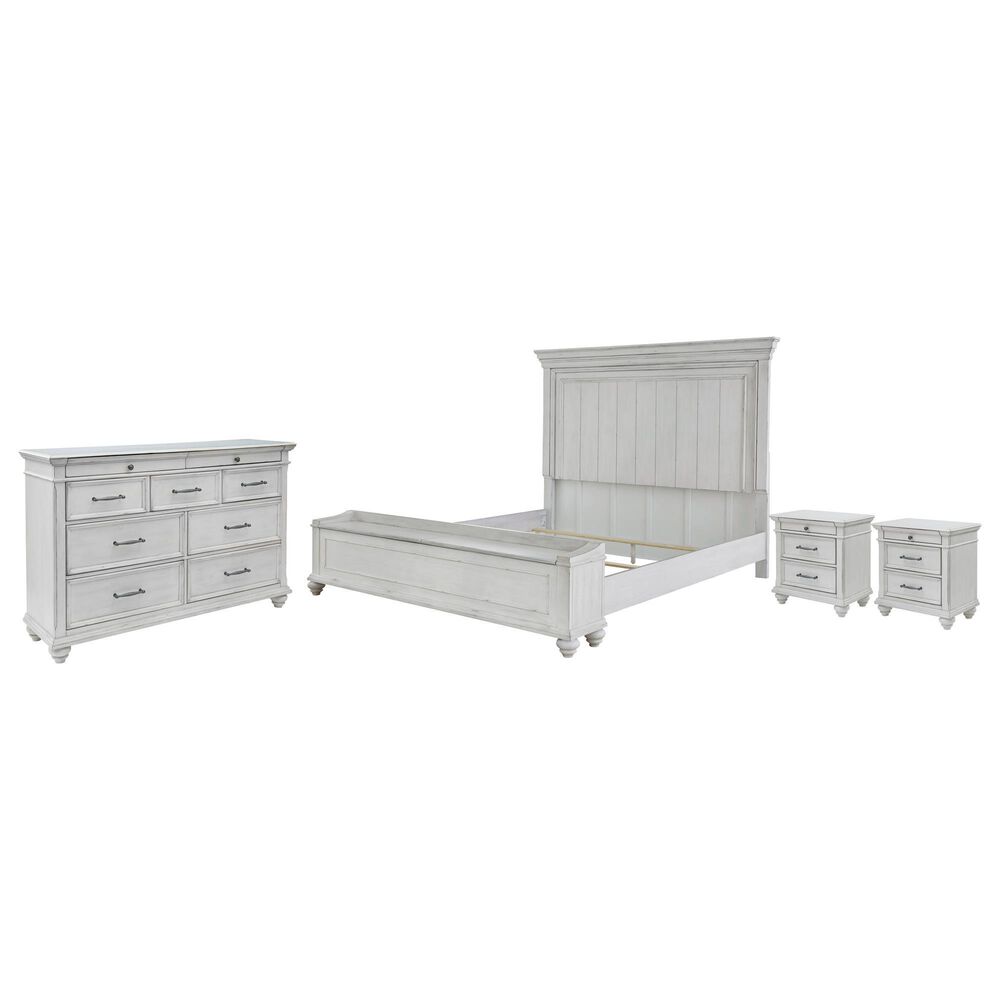 Ashley Kanwyn 4-Piece King Storage Bedroom Set in Whitewash, , large