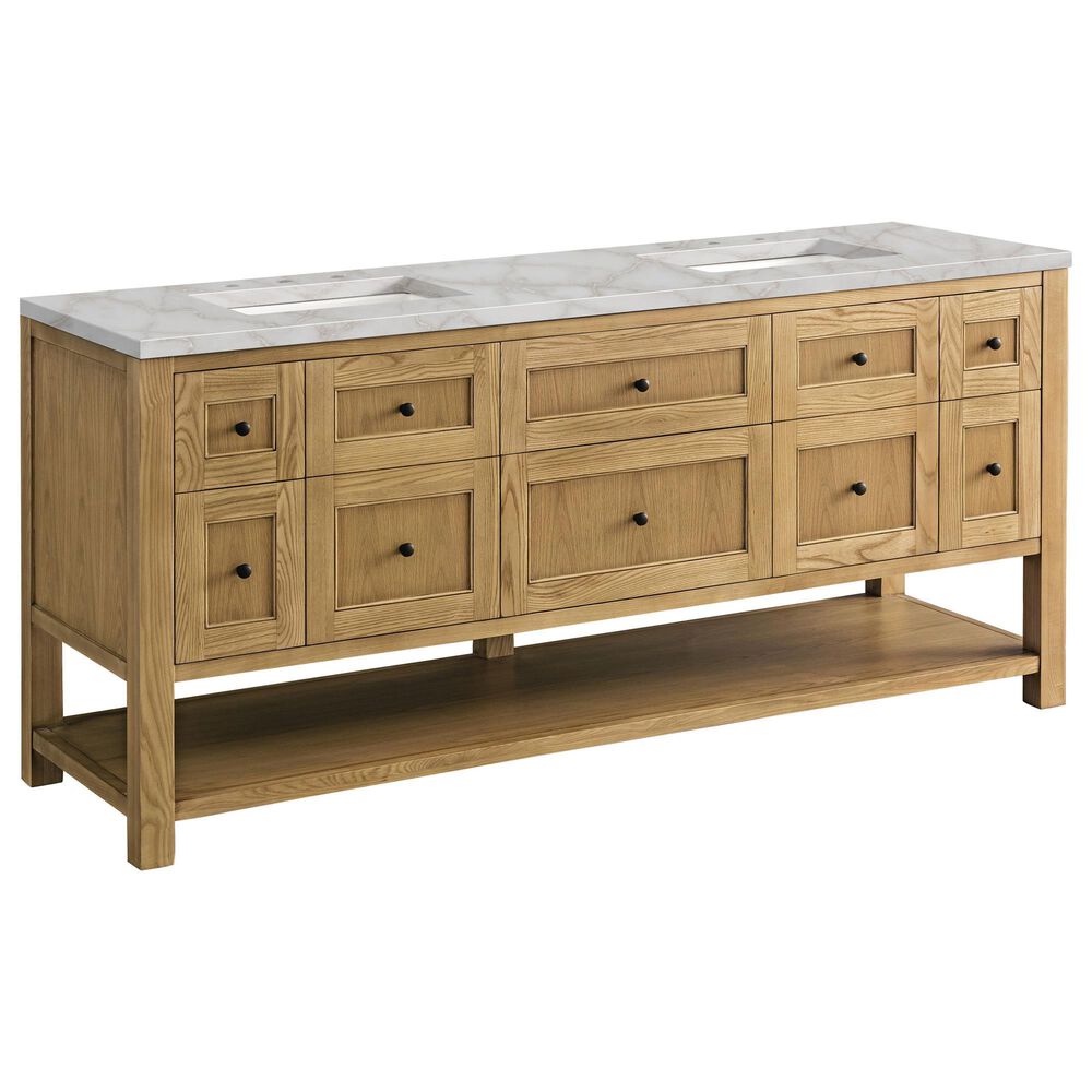 James Martin Breckenridge 48" Single Bathroom Vanity in Light Natural Oak with 3 cm White Zeus Quartz Top and Rectangular Sink, , large
