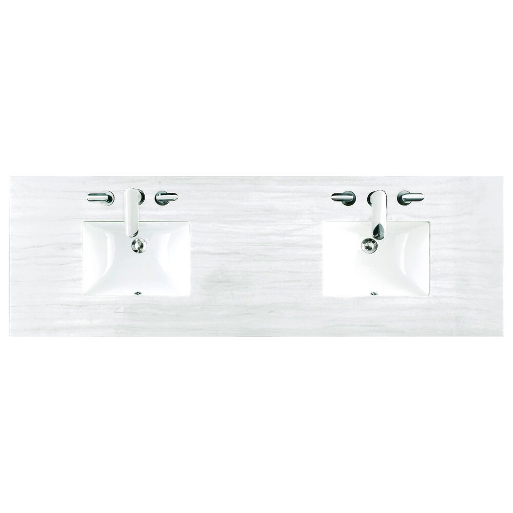 James Martin Vanities Bristol 72&quot; Double Bathroom Vanity in Bright White with 3 cm Arctic Fall Solid Surface Top and Rectangular Sinks, , large
