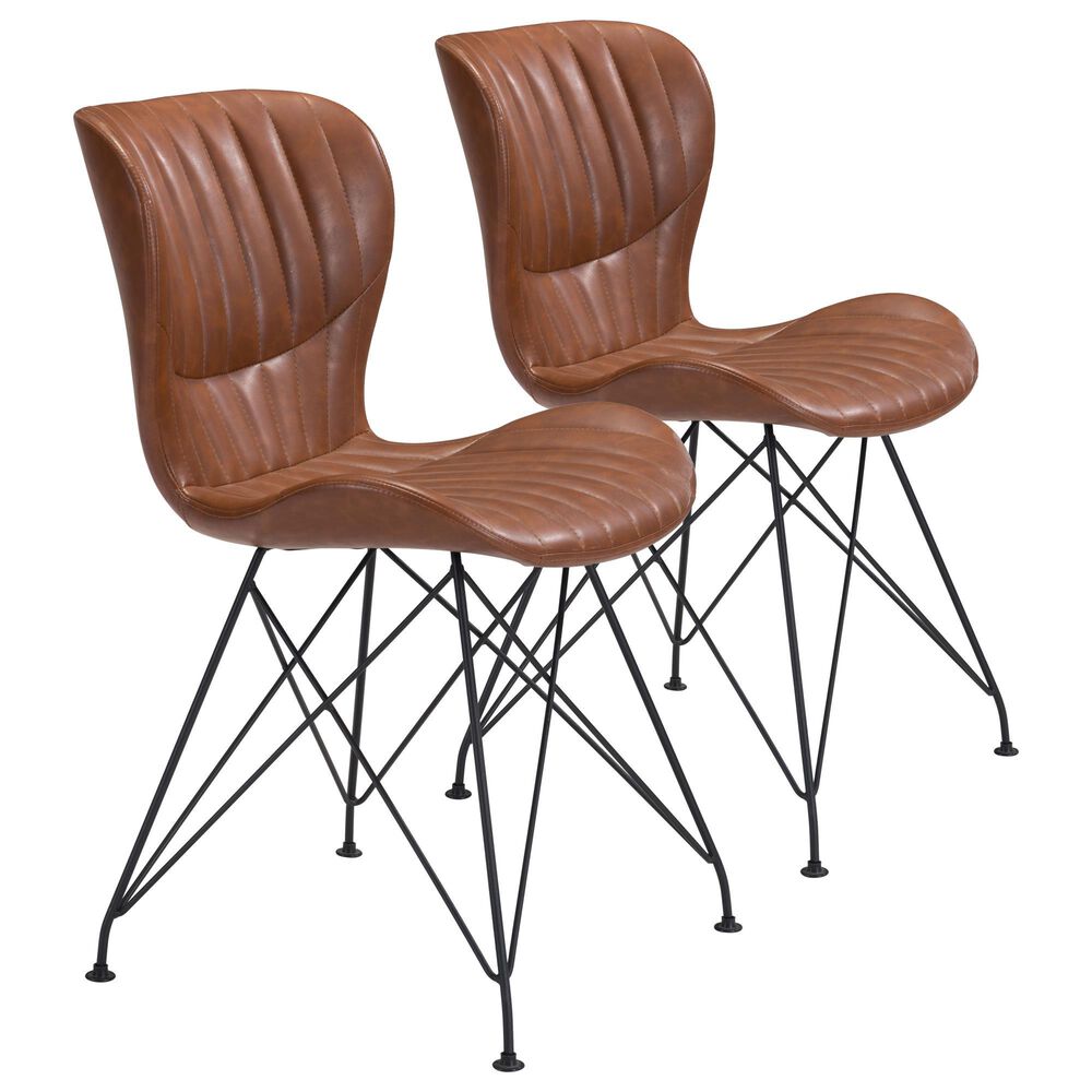 Zuo Modern Gabby Dining Chair in Vintage Brown/Black (Set of 2), , large