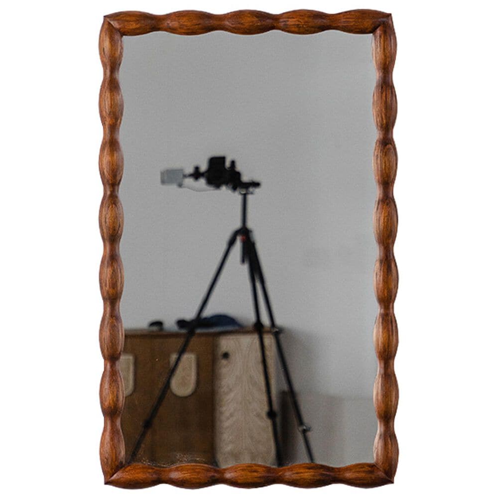 Hearth and Haven Rectangular Wall Mirror with Wood Frame in Natural Wood, , large