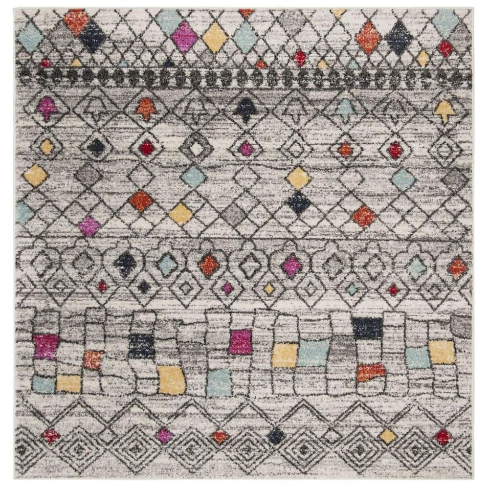 Safavieh Adirondack ADR204F 6" Square Light Grey and Fuchsia Area Rug, , large