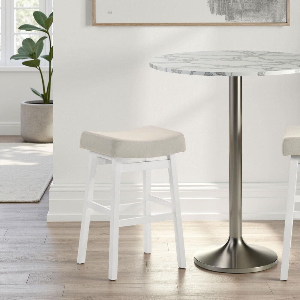 Armen Living Lenon Bar Height Stool in White, , large