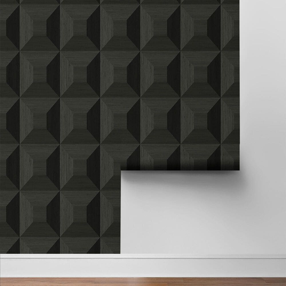 NextWall Quadrant Geo 216" x 27" Peel and Stick Wallpaper in Blacksmith, , large
