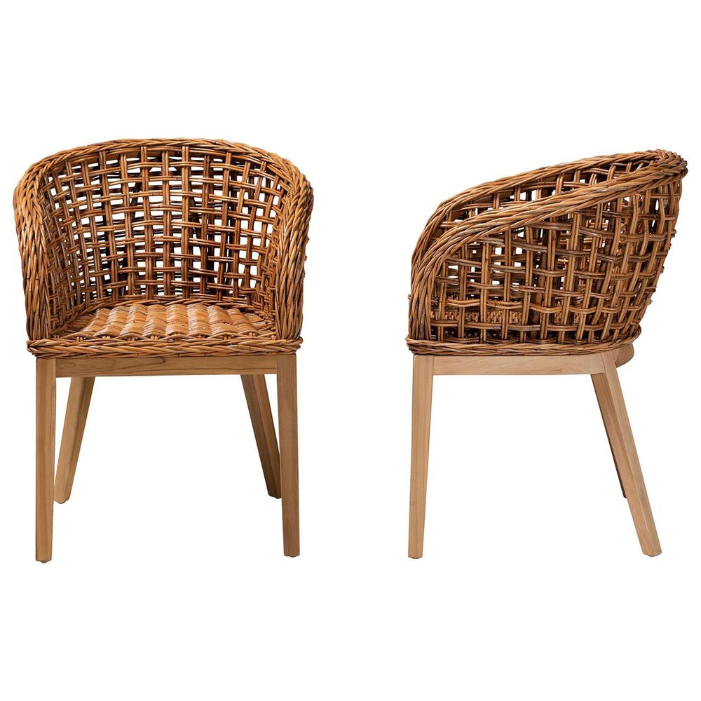 Baxton Studio Mario Arm Chair in Natural Brown and Brown (Set of 2), , large