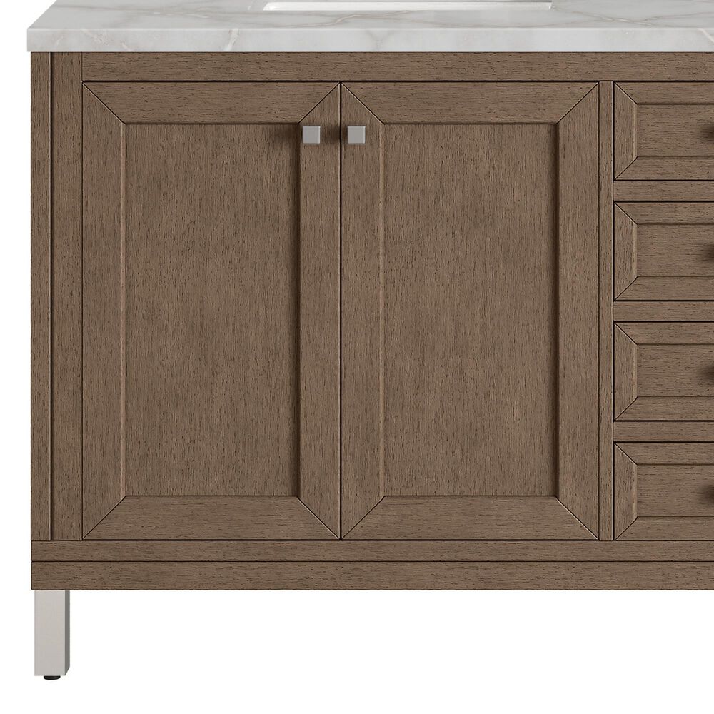 James Martin Vanities Chicago 72&quot; Double Bathroom Vanity in Whitewashed Walnut with 3 cm Victorian Silver Quartz Top and Rectangular Sinks, , large