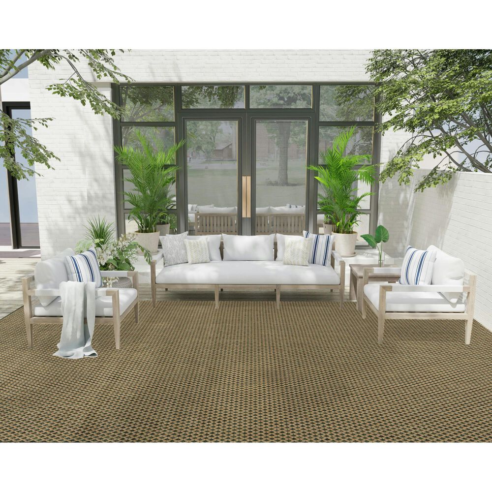 Nourison Courtyard Green 10&#39; x 14&#39; Indoor/Outdoor Area Rug, , large