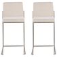 Lumisource Fuji High Back Counter Stool with Beige Fabric Cushion in Stainless Steel (Set of 2), , large