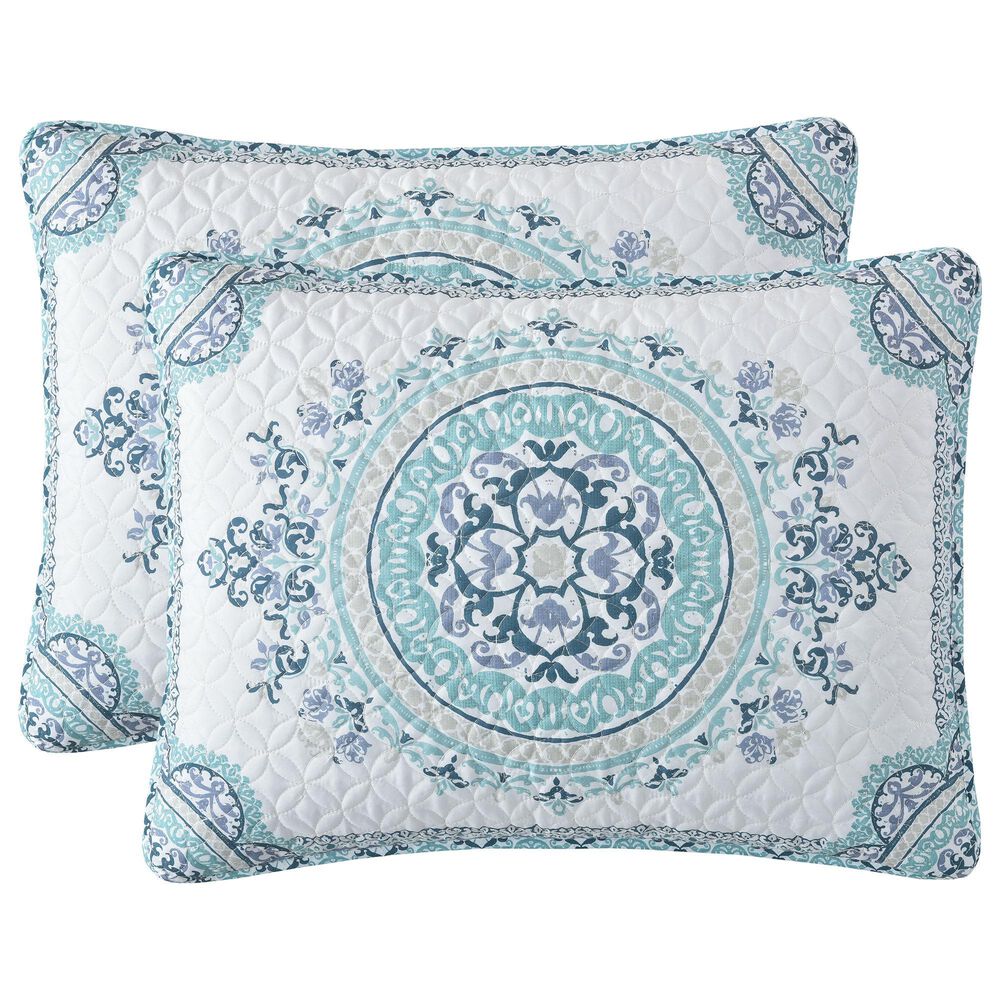J. Queen New York Afton 3-Piece King/California King Quilt Set in Blue and White, , large