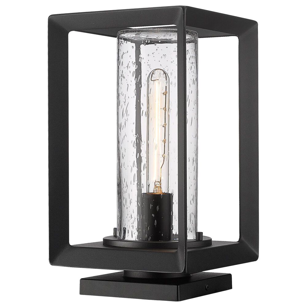 Golden Lighting Smyth 1-Light Outdoor Pier Mount with Seeded Glass Shade in Natural Black, , large