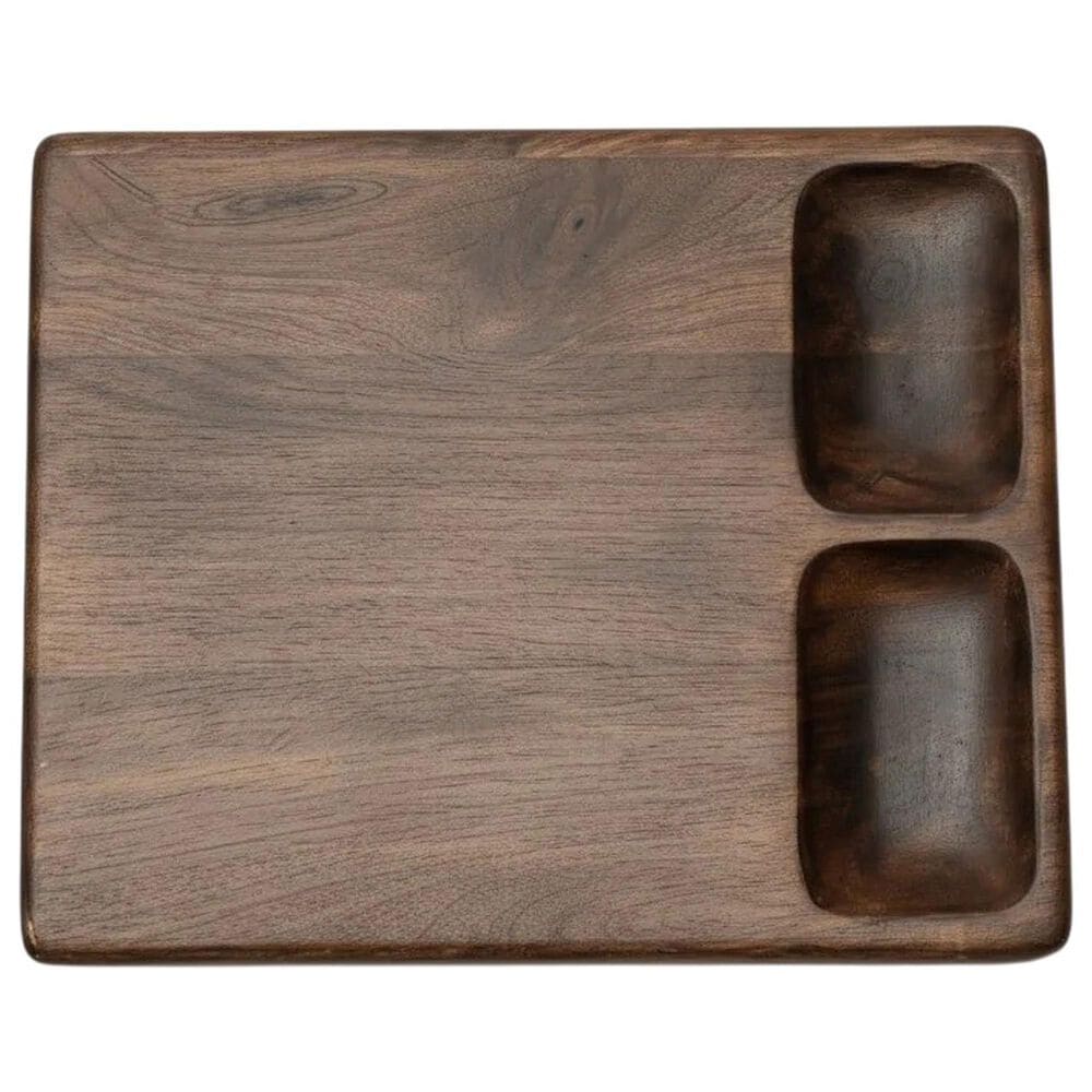 Housewares International 18" x 12" Serving Board with 2 Dip Bowls in Dark Mango, , large