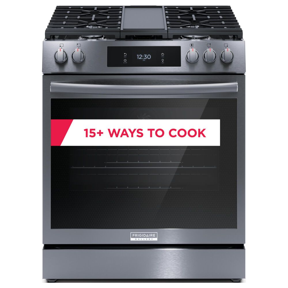 Frigidaire Gallery 2-Piece Kitchen Package with Black Stainless Steel 6 Cu. Ft. Gas Range and Stainless Steel 1.9 Cu. Ft. Microwave, , large