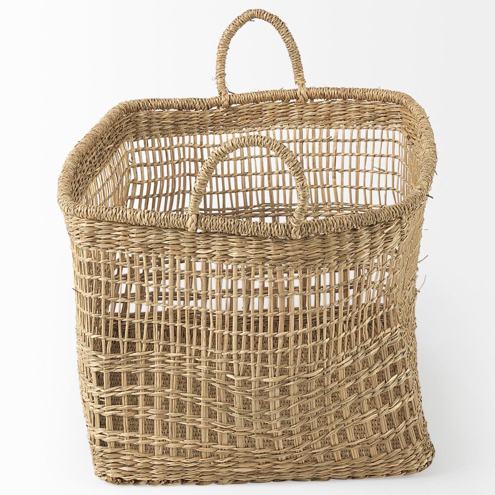 Mercana Bellisa Rectangular Basket with Handles in Medium Brown (Set of 2), , large