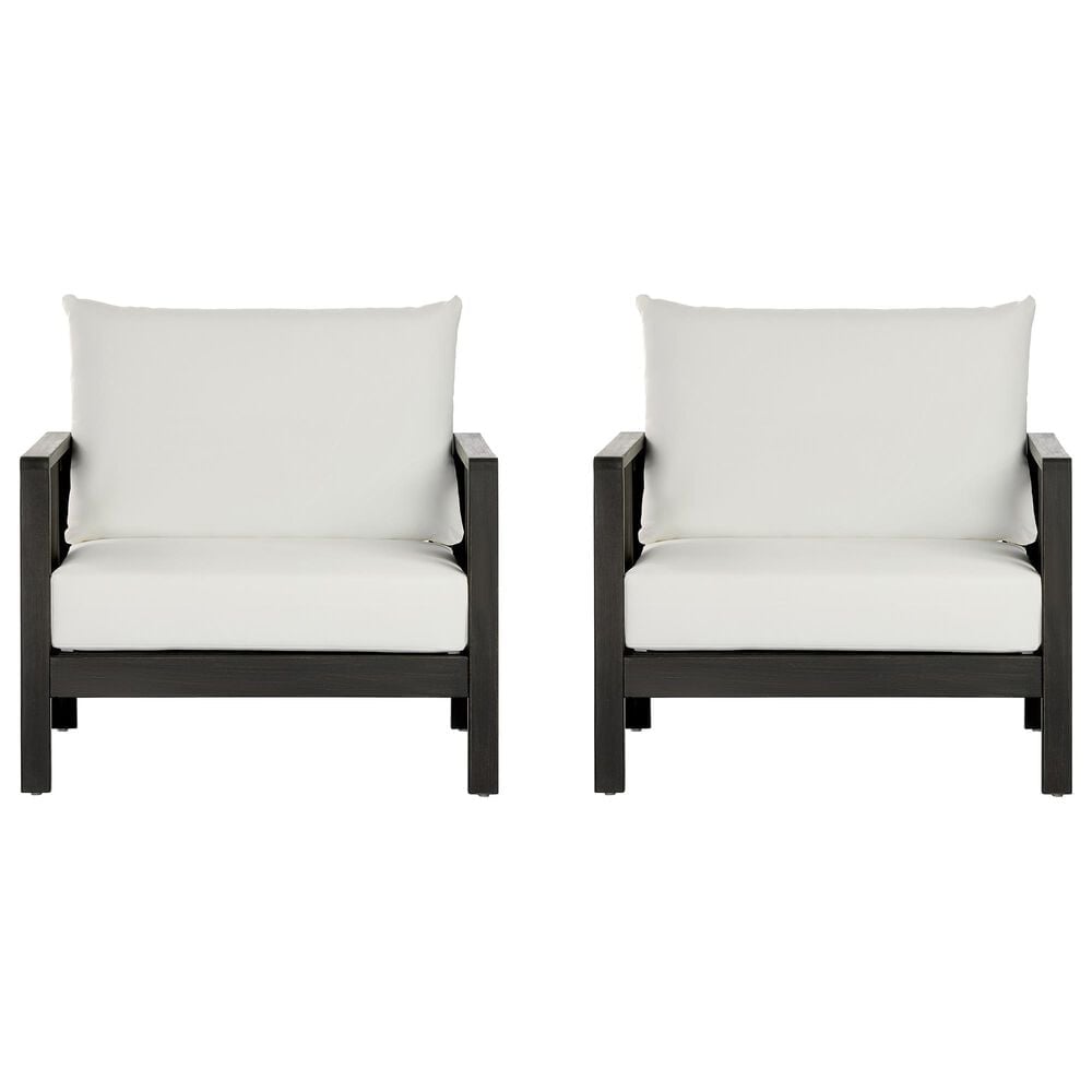 HOMLUX Outdoor Club Chair with Black Textilene Accents in White (Set of 2), , large