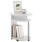HOMLUX Oval End Table with Bookshelf in White Oak and Chrome, , large