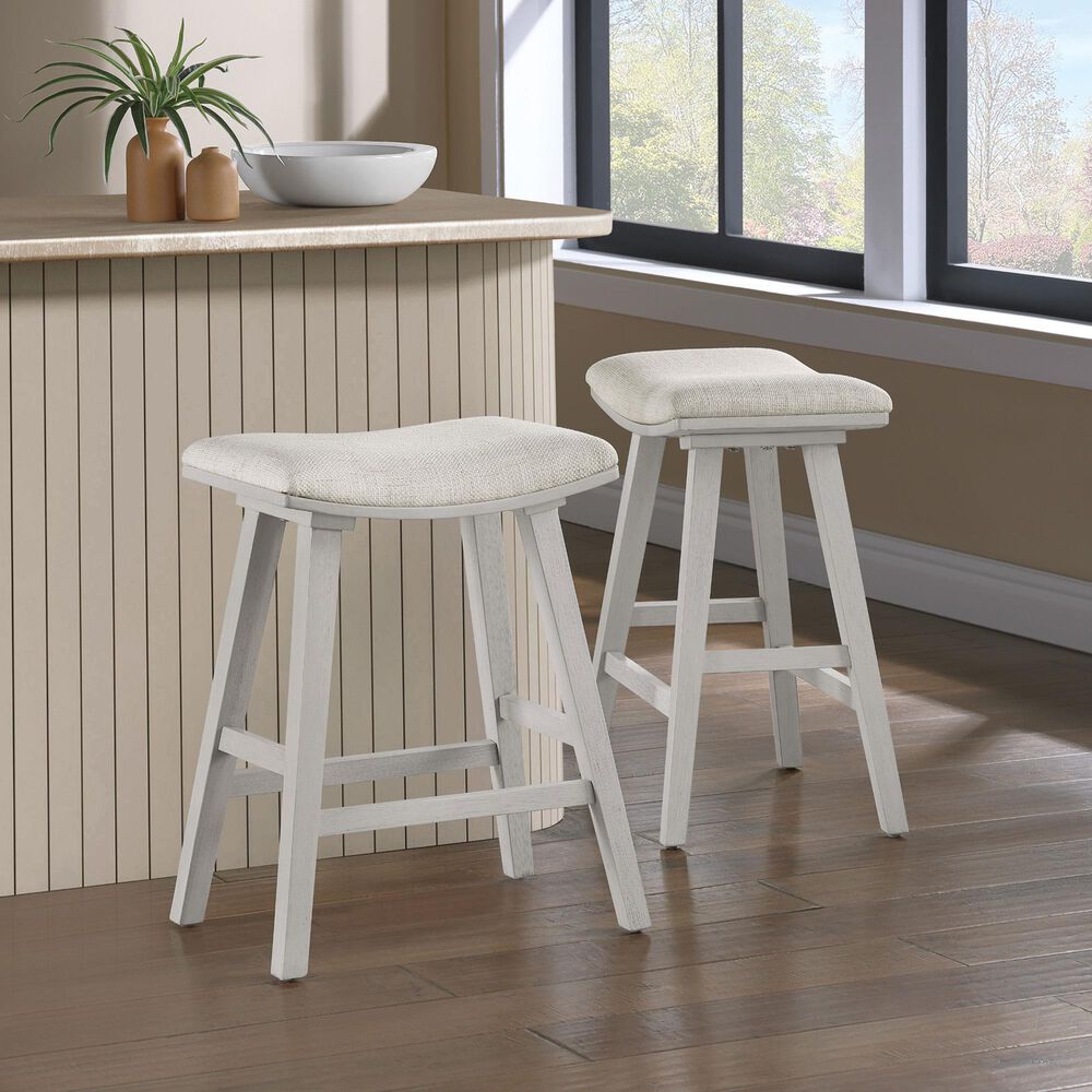 Valor Living Coley 24" Counter Stool with Linen Cushion Seat in White Wash (Set of 2), , large