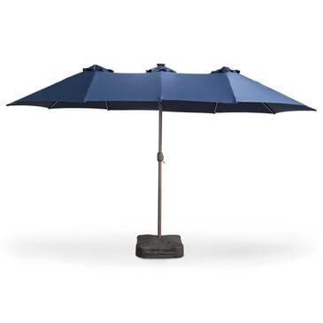 HOMLUX 15" Outdoor Market Umbrella with RGB Lights and Sandbags Base in Navy Blue, , large