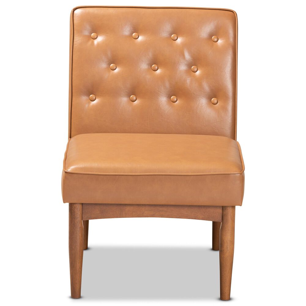 Baxton Studio Riordan Side Chair with Tan Cushion in Walnut Brown, , large