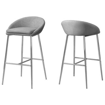 Monarch Specialties 24" Counter Stool with Grey Cushion in Chrome (Set of 2), , large