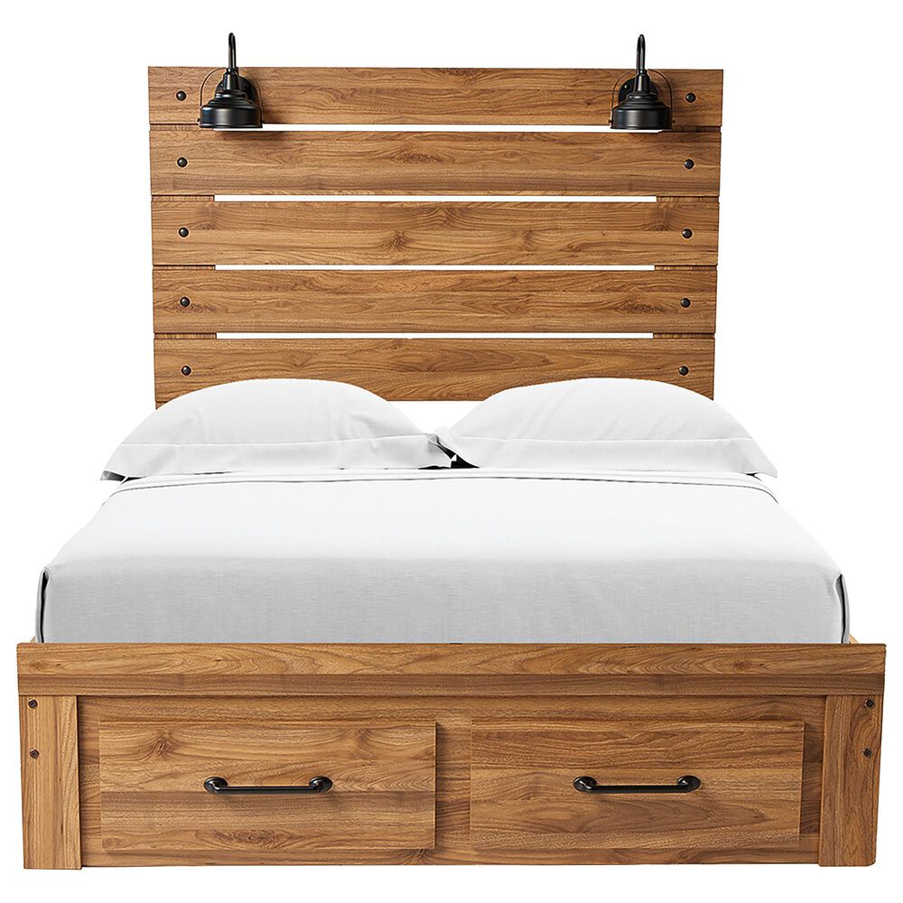 Ashley Pasklyn King Panel Storage Bed in Rich Honey Brown, , large