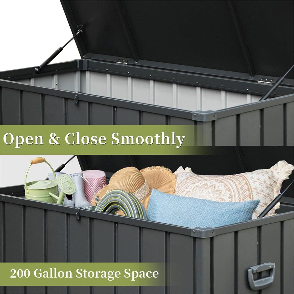 Hearth and Haven 200-Gallon Outdoor Storage Deck Box with Safe Air Rod in Dark Gray, , large