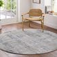 Surya Brunswick Cream, Light Gray, Charcoal, Blue, Dark Blue and Mustard 6"7" Round Area Rug, , large