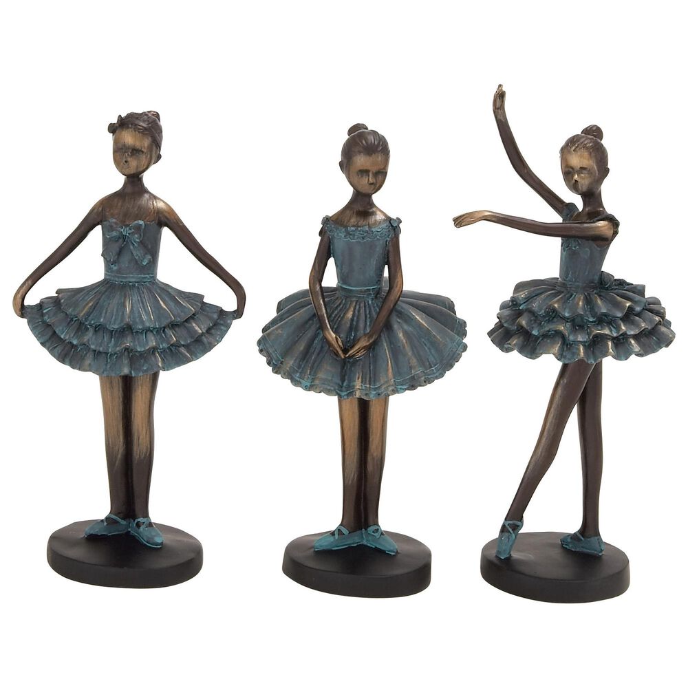 Maple and Jade 12" Ballerina Sculpture in Teal and Black (Set of 3), , large
