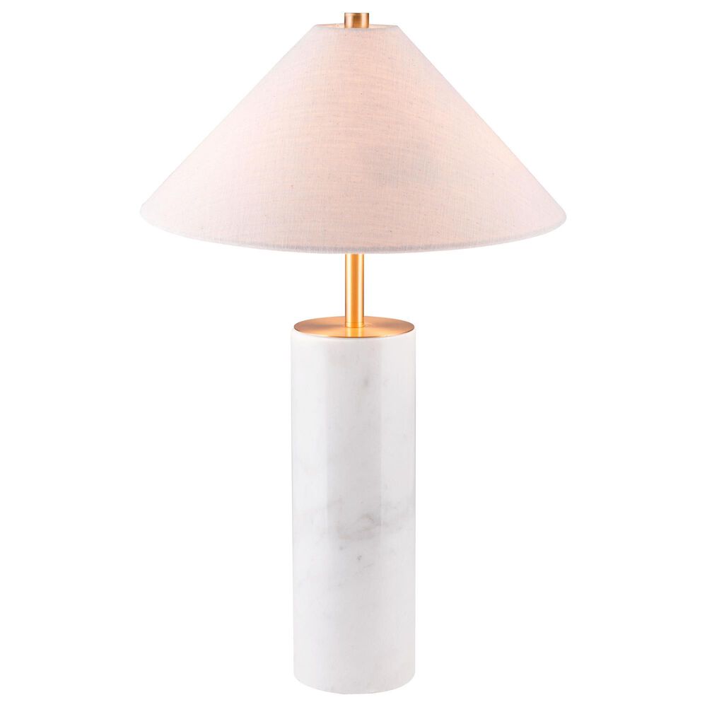 Zuo Modern Ciara Table Lamp in White Marble and Brass, , large